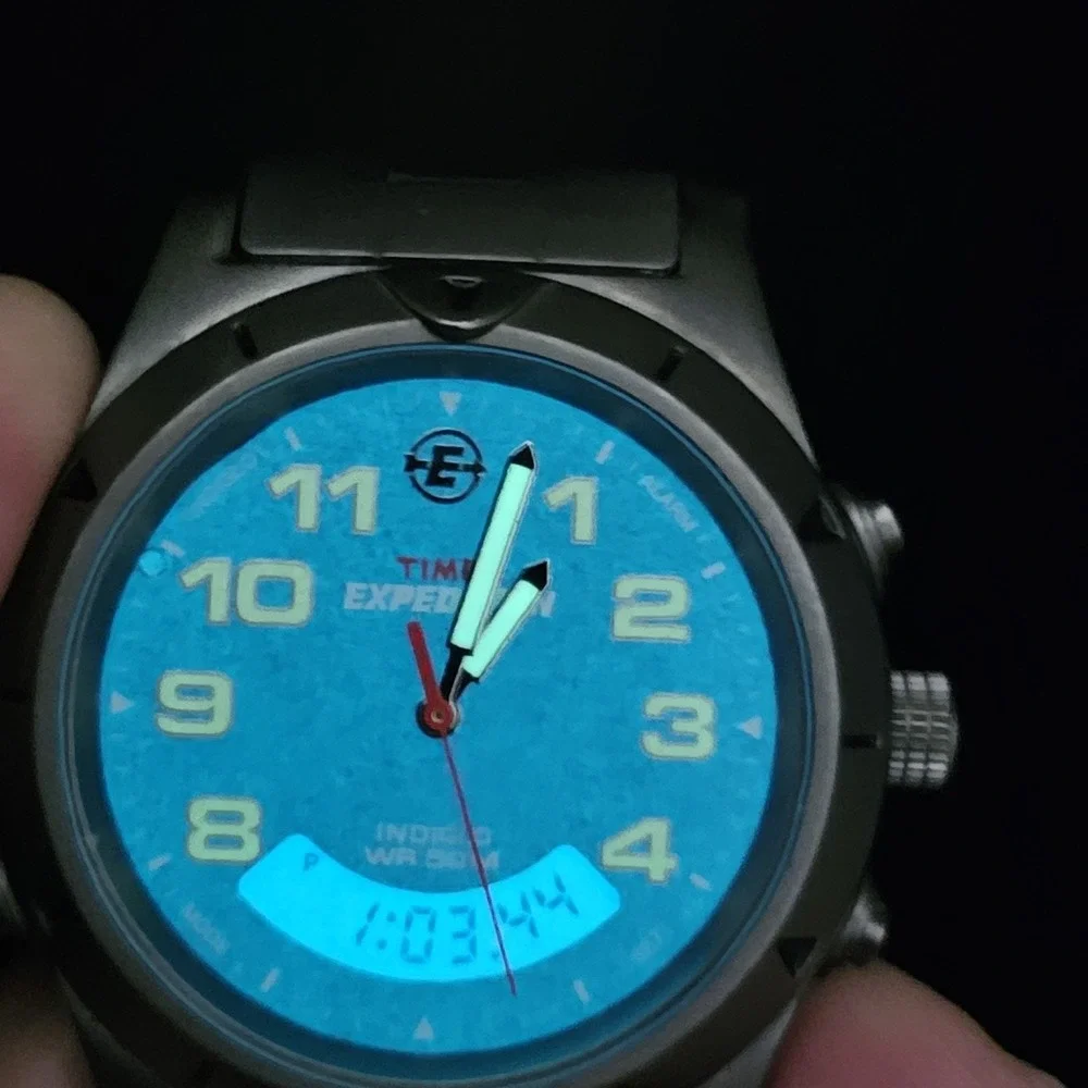 Timex Expedition Men Watch‎ 38MM Ana-Digi Black Dial Gunmetal Bands 6.5